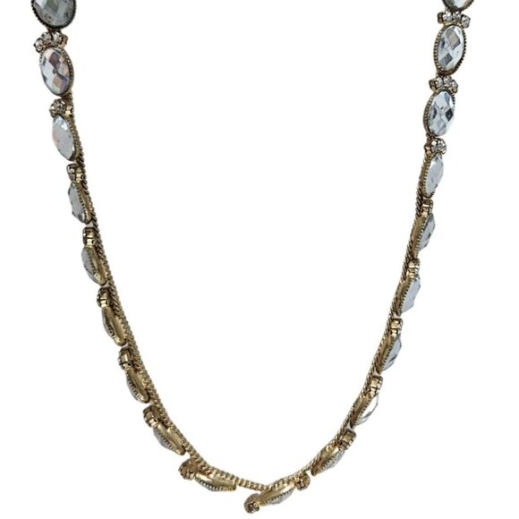 Elegant Chunky Crystal Rhinestone Design Necklace Black Cord Jewelry Women - Picture 1 of 6